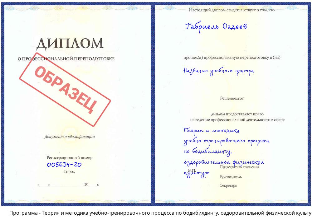 Теория и методика учебно-тренировочного процесса по бодибилдингу, оздоровительной физической культуре Жигулёвск