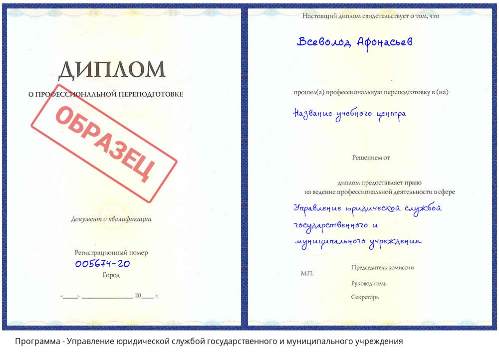 Управление юридической службой государственного и муниципального учреждения Жигулёвск