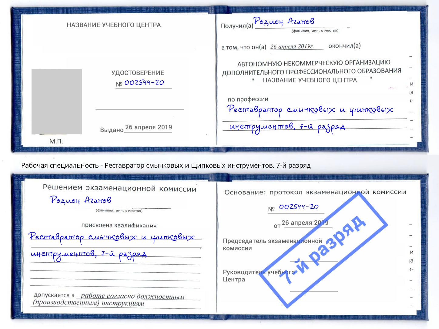 корочка 7-й разряд Реставратор смычковых и щипковых инструментов Жигулёвск