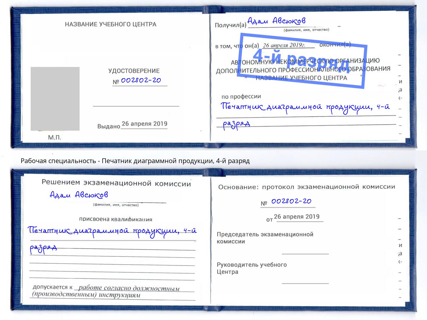корочка 4-й разряд Печатник диаграммной продукции Жигулёвск